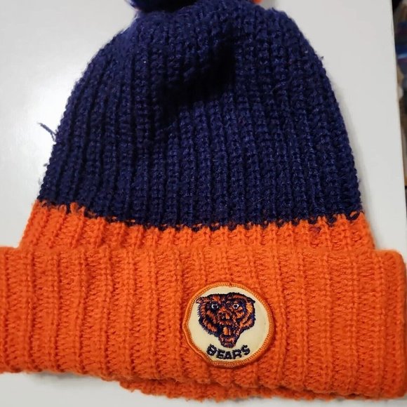 VTG 1980s NFL CHICAGO BEARS Knit Cap POM Beanie Football - Picture 2 of 7